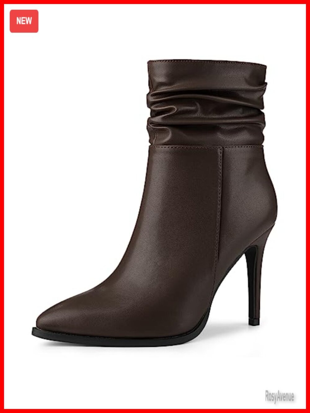 Slouch Pointed Toe Stiletto Heel Ankle Bootie Dressy Boots Faux Leather